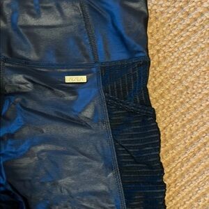 Alala Black Faux Leather Leggings w/ Ribbed Sides & Pockets